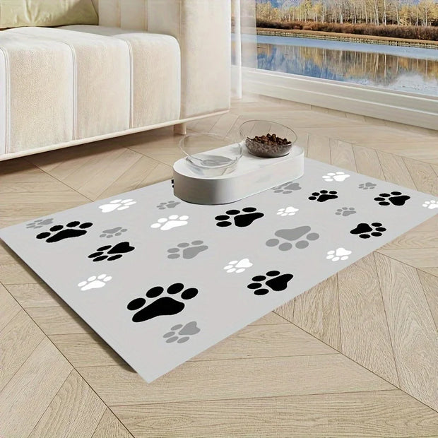 1Pc Assorbente Tappetino per l'alimentazione degli animali domestici per cani e gatti A prova di perdite Facile da pulire Multiuso con design di stampa creativa Lavabile Tappetino per animali domestici - My Store Pet