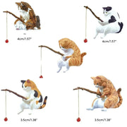 Gatti Fishing Figurine Cat Sculpture Sitting Fishing Little Cute Cat Resin Ornament arredamento decorativo per acquario casa - My Store Pet