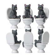 Gatto seduto sulle figurine Toilet Cat Ornament Kawaii Cat Doll Micro Paesaggio Fata Giardino Miniatura per bambini Gatto Giocattolo Decorazione della casa - My Store Pet