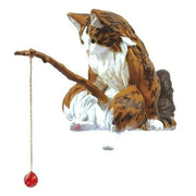 Gatti Fishing Figurine Cat Sculpture Sitting Fishing Little Cute Cat Resin Ornament arredamento decorativo per acquario casa - My Store Pet