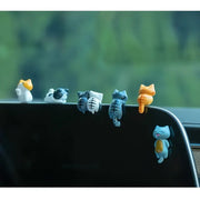 6 figurine di gatti in cartone animato in PVC per cruscotto dell'auto, vasi per piante e decorazioni per bordi dello schermo - My Store Pet