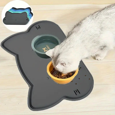 Tappetino per l'alimentazione degli animali domestici per cani Gatti Tappetino per cibo per gatti antiscivolo impermeabile in silicone tinta unita Tovaglietta per tappetino per l'alimentazione del cane portatile - My Store Pet