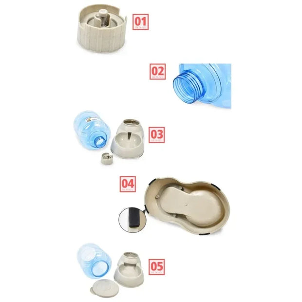 Pet Feeder Automatic Food Dispenser Cat Dog Plastic Drinking Bowl 3.75L High Capacity Creative Mini Mineral Water Bottle Design - My Store Pet