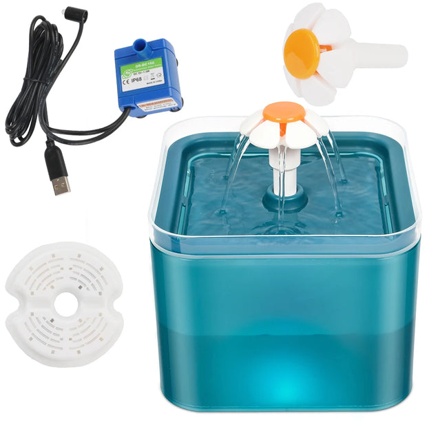 Distributore d'acqua per animali domestici con filo di ricircolo per acqua pulita Fontana automatica per gatti Ricarica USB con illuminazione a LED - My Store Pet