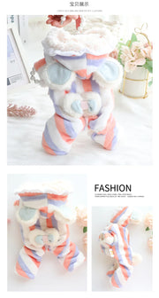 Pet Arcobaleno Fiocco Peluche Pantaloni a quattro zampe Vestiti autunnali e invernali Tuta Cappotto di flanella Addensato Principessa Teddy Piccolo cane Animale domestico - My Store Pet