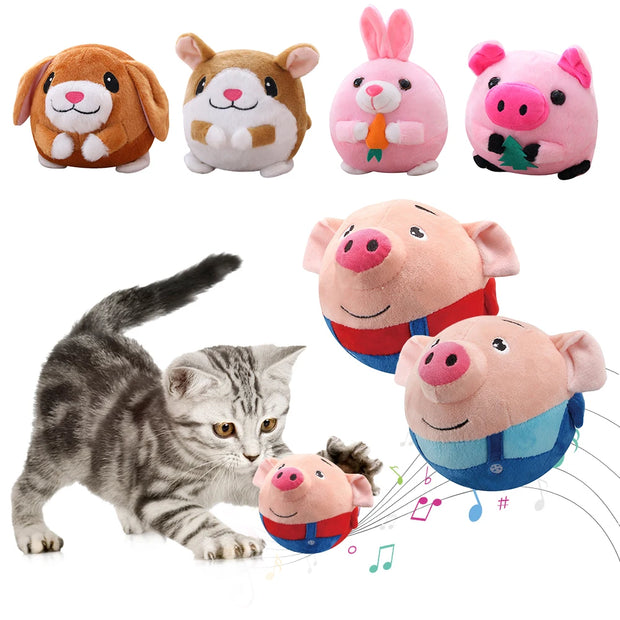 Giocattolo elettronico per cani da compagnia vibrazione musicale palla che rimbalza morso cucciolo palla attivo in movimento Pet peluche canta cane da masticare Squeaker giocattolo per cani - My Store Pet