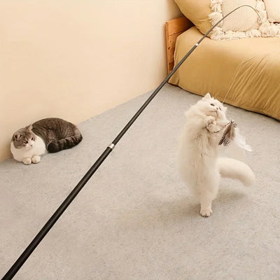 Asta telescopica per gatti a quattro sezioni: estensibile, con motivo a cartoni animati, materiale metallico - My Store Pet