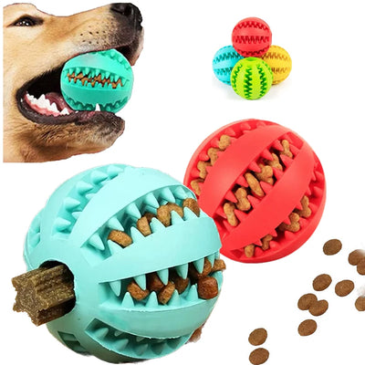 Palla giocattolo per cani Palline di gomma interattive Giocattoli da masticare per cuccioli Palla per la pulizia dei denti per animali domestici Gatti Animali domestici Alimentatore per dolcetti Palline in silicone Giocattolo - My Store Pet
