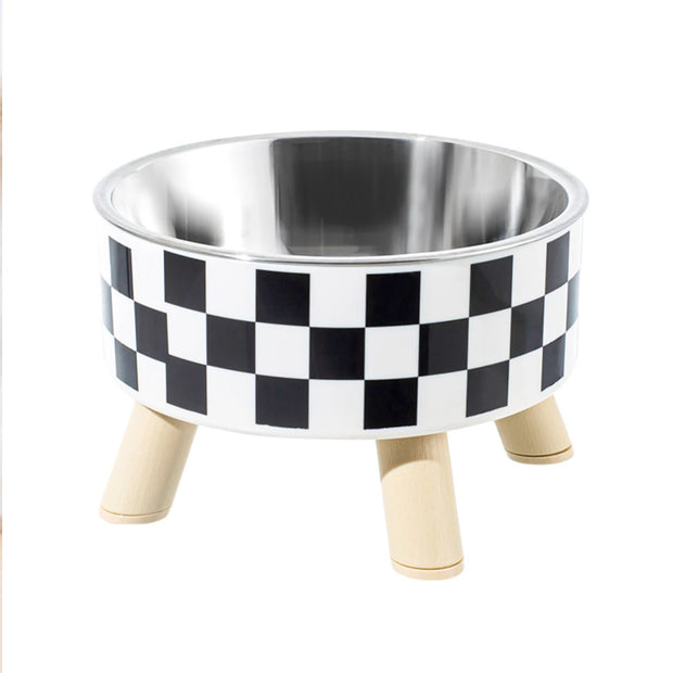 Ciotola per cani e gatti per animali domestici, plaid a pois, in acciaio inox, antiscivolo, facile da pulire, per interni ed esterni - My Store Pet