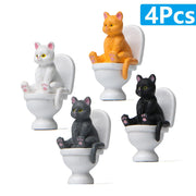 Gatto seduto sulle figurine Toilet Cat Ornament Kawaii Cat Doll Micro Paesaggio Fata Giardino Miniatura per bambini Gatto Giocattolo Decorazione della casa - My Store Pet