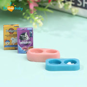 1/12 Dollhouse Miniature Pet Dog Cat Food con ciotola cucina Garden Decor accessori per la casa delle bambole - My Store Pet