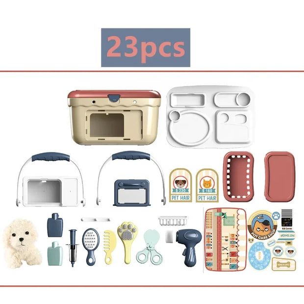 Fai finta di giocare a un cucciolo per la cura degli animali domestici con peluche per cani di peluche per i più piccoli Doctor Play Kit veterinario Giocattoli per bambini Ragazze con - My Store Pet