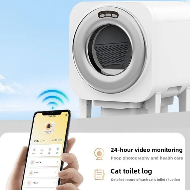 Toilette intelligente per gatti per animali domestici, lettiera elettrica per gatti, grande paletta automatica per cacca, macchina per urina per gatti per evitare schizzi all'esterno - My Store Pet