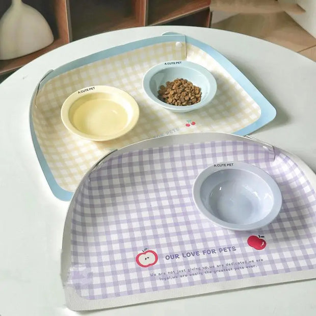 Tovaglietta anti-fuoriuscita per animali domestici pieghevole creativa in pelle PU Tappetino per ciotola per gatti impermeabile Tappetino per alimentazione alimentare per cani antiscivolo resistente all'olio - My Store Pet