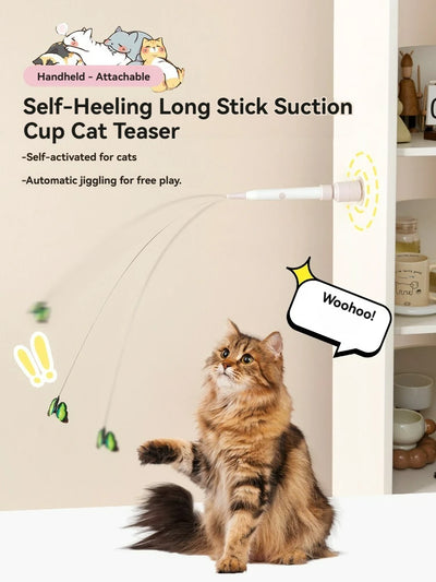 L'autirilità del giocattolo elettrico per gatti allevia la noia, stuzzicare automaticamente i gatti, assorbibile, può contenere una forte ventosa, asta lunga, gatto - My Store Pet