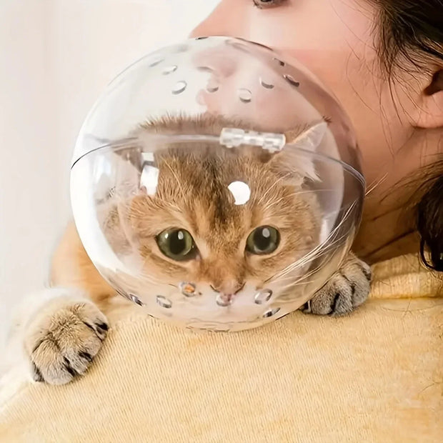 Palla di protezione per la testa del gatto, accessori per la toelettatura degli animali domestici, maschera traspirante, casco da nuoto, forniture per gatti - My Store Pet