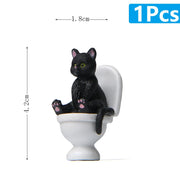 Gatto seduto sulle figurine Toilet Cat Ornament Kawaii Cat Doll Micro Paesaggio Fata Giardino Miniatura per bambini Gatto Giocattolo Decorazione della casa - My Store Pet