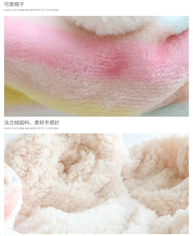 Pet Arcobaleno Fiocco Peluche Pantaloni a quattro zampe Vestiti autunnali e invernali Tuta Cappotto di flanella Addensato Principessa Teddy Piccolo cane Animale domestico - My Store Pet