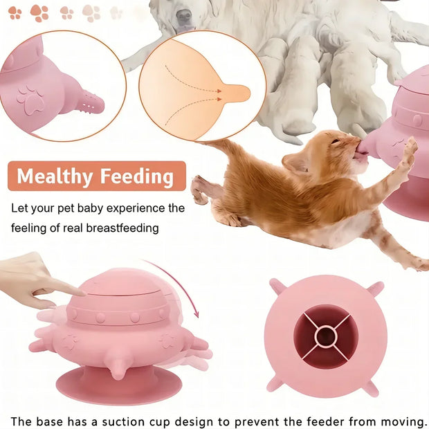 Mangiatoia per il seno in silicone per animali domestici, mangiatoia multifunzionale per ciuccio per animali domestici, biberon per cuccioli, contenitore per alimenti per gattini, cani e gatti - My Store Pet