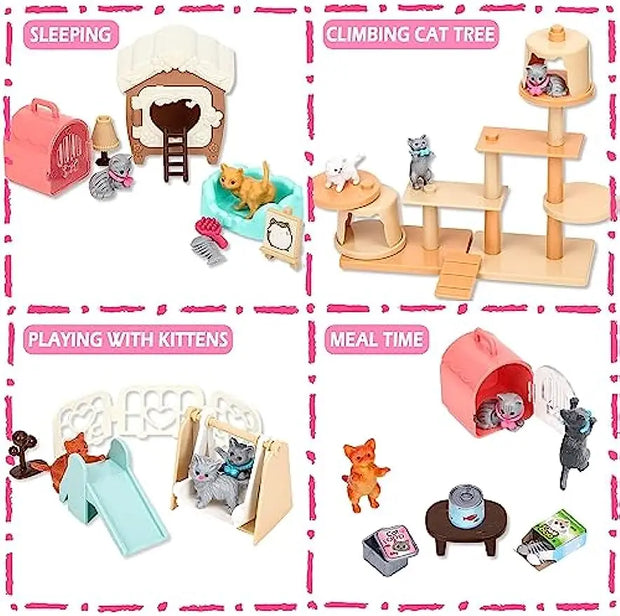Giocattoli per gatti per bambini Giochi di finzione Set di personaggi per gatti Giocattoli per bambini Giochi di ruolo interattivi per gatti Centro realistico per la cura dei gatti - My Store Pet