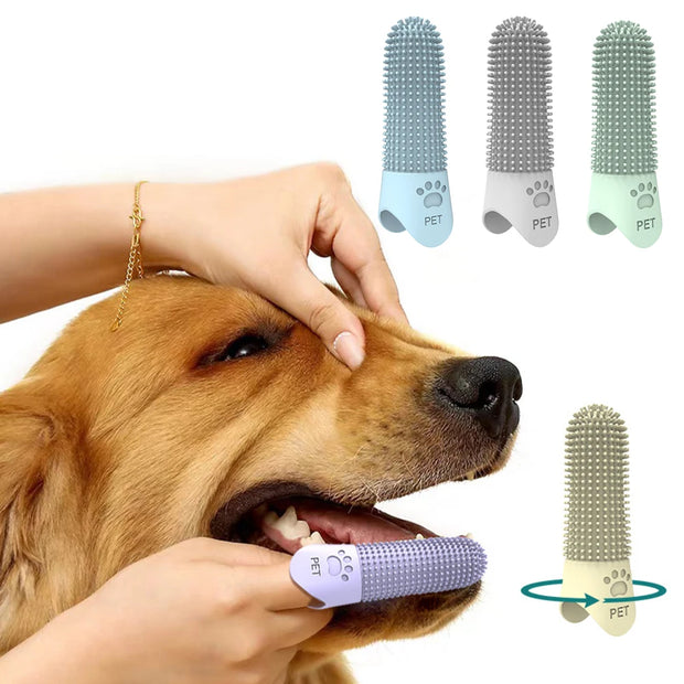 Pulizia dei denti in silicone per animali domestici Punta delle dita per cani e gatti Pulizia e rimozione del tartaro e delle pietre Spazzolini da denti per animali domestici - My Store Pet