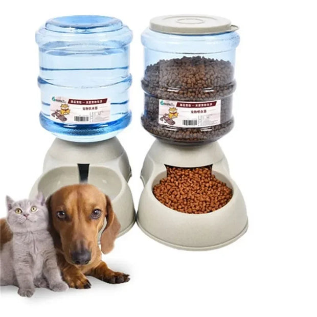 Pet Feeder Automatic Food Dispenser Cat Dog Plastic Drinking Bowl 3.75L High Capacity Creative Mini Mineral Water Bottle Design - My Store Pet