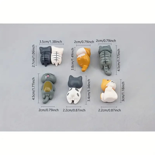 6 figurine di gatti in cartone animato in PVC per cruscotto dell'auto, vasi per piante e decorazioni per bordi dello schermo - My Store Pet
