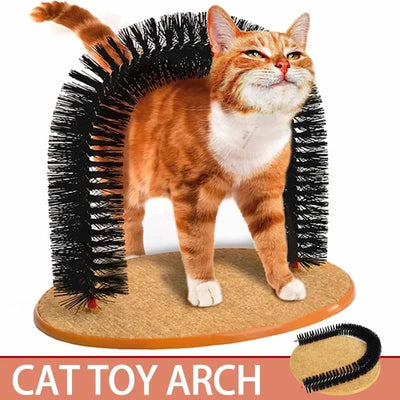 Giocattolo per gatti Arco Self Groome Pamper Felino con massaggio Toelettatura Spazzola per sfregamento con tiragraffi Giocattolo per gatti Giocattoli interattivi - My Store Pet