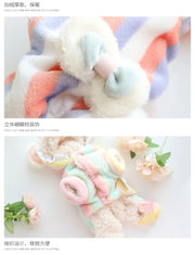 Pet Arcobaleno Fiocco Peluche Pantaloni a quattro zampe Vestiti autunnali e invernali Tuta Cappotto di flanella Addensato Principessa Teddy Piccolo cane Animale domestico - My Store Pet