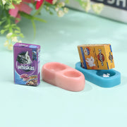1/12 Dollhouse Miniature Pet Dog Cat Food con ciotola cucina Garden Decor accessori per la casa delle bambole - My Store Pet