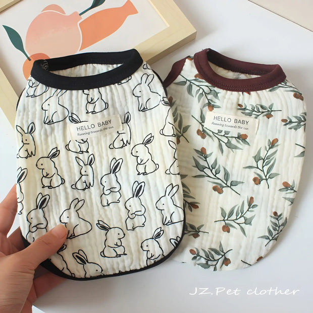Pet pieghettato coniglio fiore gilet primavera/estate gilet per gatti vestiti per cuccioli orsacchiotto gilet sottile pigiama vestiti per cuccioli - My Store Pet