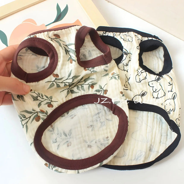 Pet pieghettato coniglio fiore gilet primavera/estate gilet per gatti vestiti per cuccioli orsacchiotto gilet sottile pigiama vestiti per cuccioli - My Store Pet