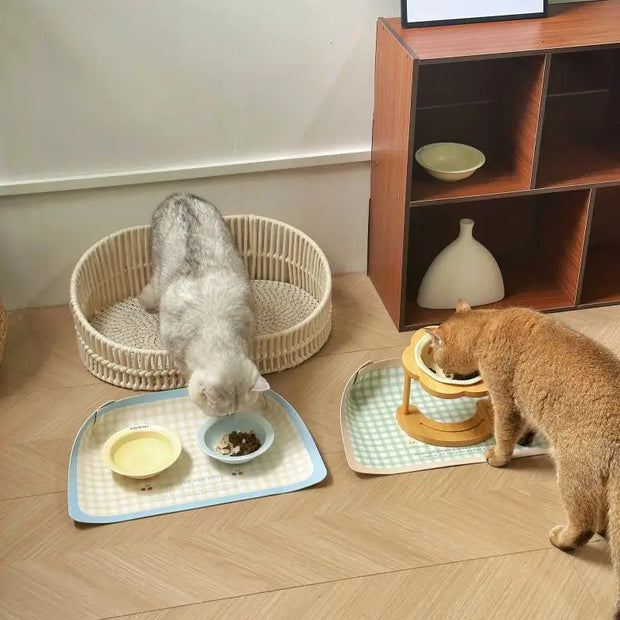 Tovaglietta anti-fuoriuscita per animali domestici pieghevole creativa in pelle PU Tappetino per ciotola per gatti impermeabile Tappetino per alimentazione alimentare per cani antiscivolo resistente all'olio - My Store Pet