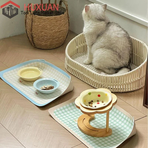 Tovaglietta anti-fuoriuscita per animali domestici pieghevole creativa in pelle PU Tappetino per ciotola per gatti impermeabile Tappetino per alimentazione alimentare per cani antiscivolo resistente all'olio - My Store Pet