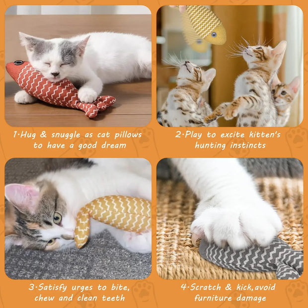 Giocattoli per gatti Giocattoli con erba gatta per pesci Giocattolo interattivo per gatti Giocattolo da masticare per gatti Giocattoli per cuscini per gatti Giocattoli per gattini per gatti da interno Kit per gattini - My Store Pet