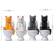 Gatto seduto sulle figurine Toilet Cat Ornament Kawaii Cat Doll Micro Paesaggio Fata Giardino Miniatura per bambini Gatto Giocattolo Decorazione della casa - My Store Pet