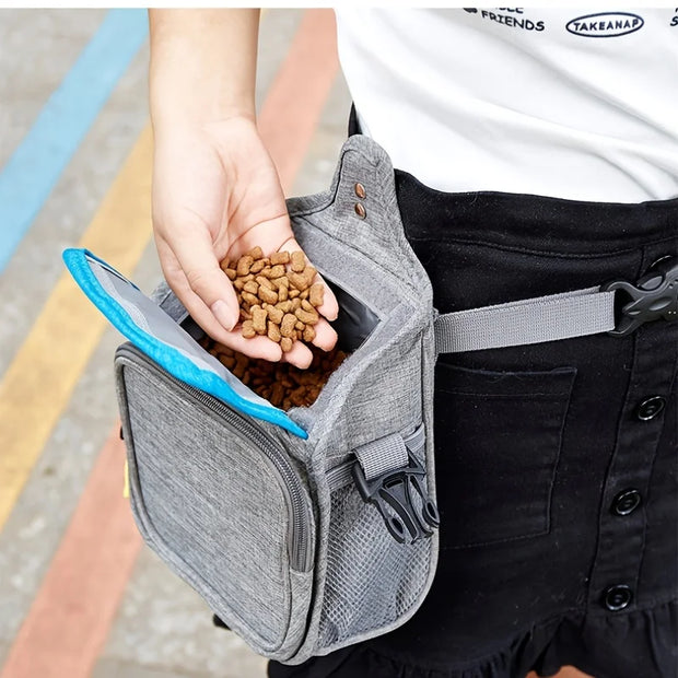 Borsa per cibo per cani per l'addestramento Dispenser per sacchetti di cacca integrato con cintura a doppia estremità con striscia riflettente - My Store Pet