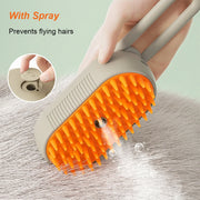 3-in-1 Pet Steam Grooming Brush – Electric Dog & Cat Hair Remover, Cleaning & Massage Comb with Retractable Handle - My Store Pet