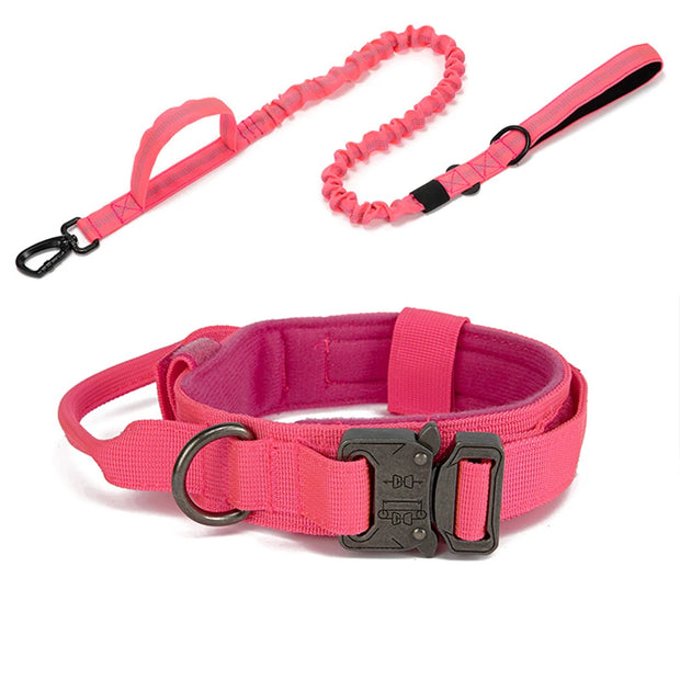 Reflective Dog Collar & Leash Set – Durable Nylon Tactical Training Set for Large Dogs