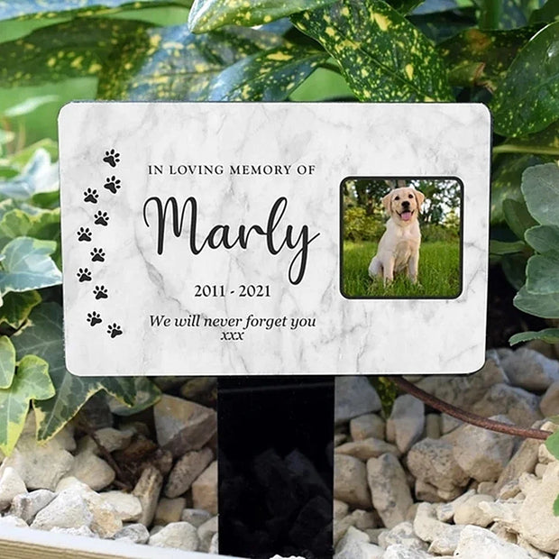 Personalized Pet Memorial Garden Stake – Custom Acrylic Dog or Cat Grave Marker Sign