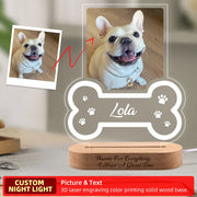 Custom Dog Photo Night Light – Personalized Pet Memorial Plaque with LED Light for Pet Loss Tribute