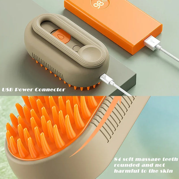 3-in-1 Pet Steam Grooming Brush – Electric Dog & Cat Hair Remover, Cleaning & Massage Comb with Retractable Handle - My Store Pet