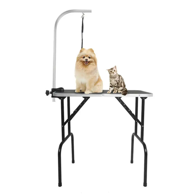 32-Inch Foldable Pet Grooming Table with Adjustable Arm – Portable Black Dog & Cat Grooming Station - My Store Pet