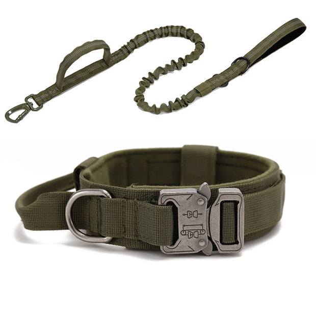 Reflective Dog Collar & Leash Set – Durable Nylon Tactical Training Set for Large Dogs