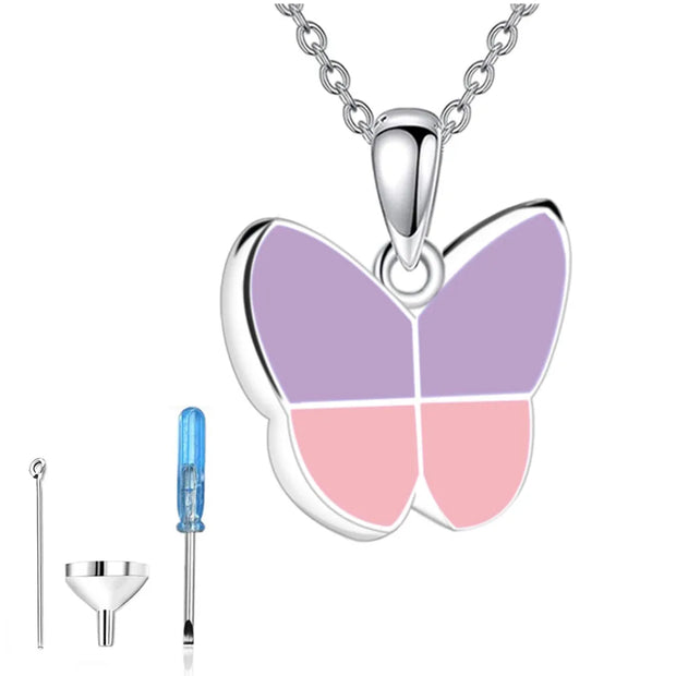 Butterfly Urn Necklace for Ashes – Stainless Steel Memorial Cremation Jewelry Pendant with Funnel Kit - My Store Pet