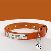 Personalized Leather Cat Collar – Custom Adjustable Kitten & Puppy ID Collar with Name Tag & Anti-Lost Design - My Store Pet