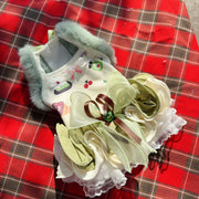 Korean Cute Cartoon Print Dog Clothes – Soft Plush Winter Dresses for Small & Medium Dogs - My Store Pet