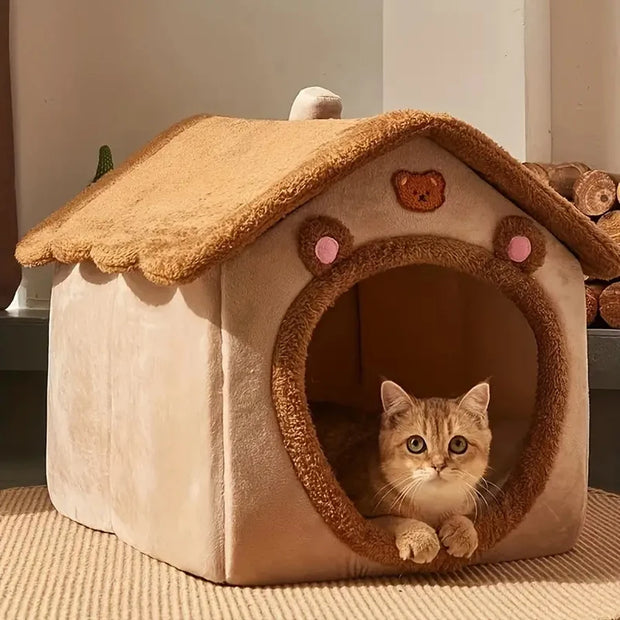 Foldable Pet House Removable Washable Cat House Puppy Cave Sofa Pet Bed House for Extra Small Dogs and Small and Medium Cats - My Store Pet