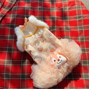 Korean Cute Cartoon Print Dog Clothes – Soft Plush Winter Dresses for Small & Medium Dogs - My Store Pet